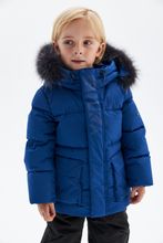 Теплая зимняя куртка с мехом PULKA, цвет синий шторм
