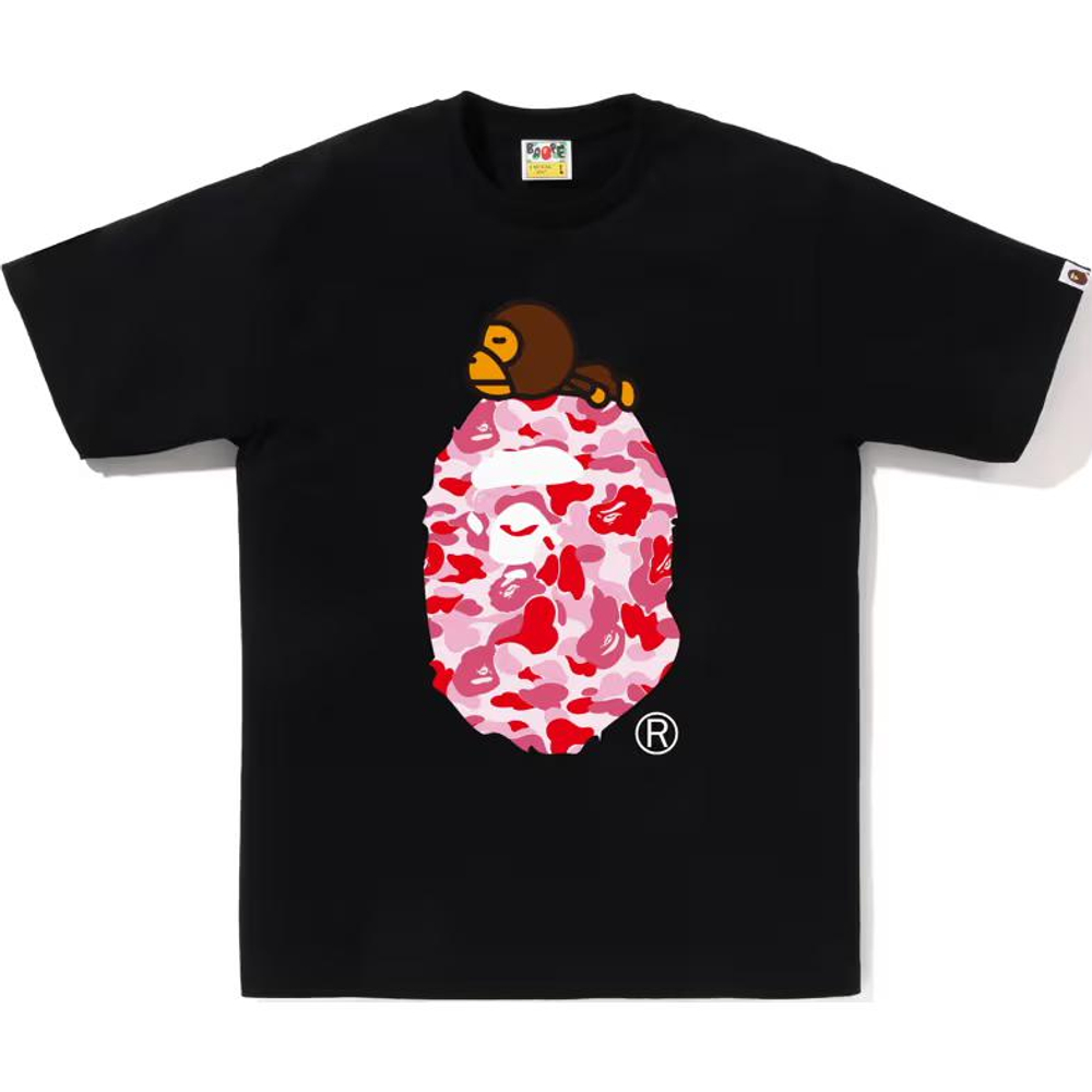 A Bathing Ape Abc Camo Milo On Big Ape Tee черный розовый