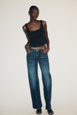 ZARA КОМБИНИРОВАННЫЙ ТОП, ЧЕРНЫЙ