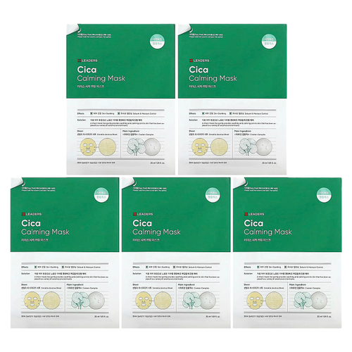 Leaders, Cica Calming Beauty Mask, 5 шт. По 30 мл (1,01 жидк. унц.)