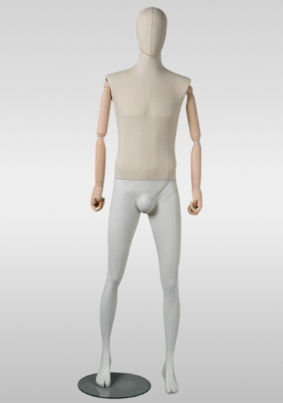 Мужской абстрактный манекен Vintage 04/Деревянные руки/Обтяжка лен