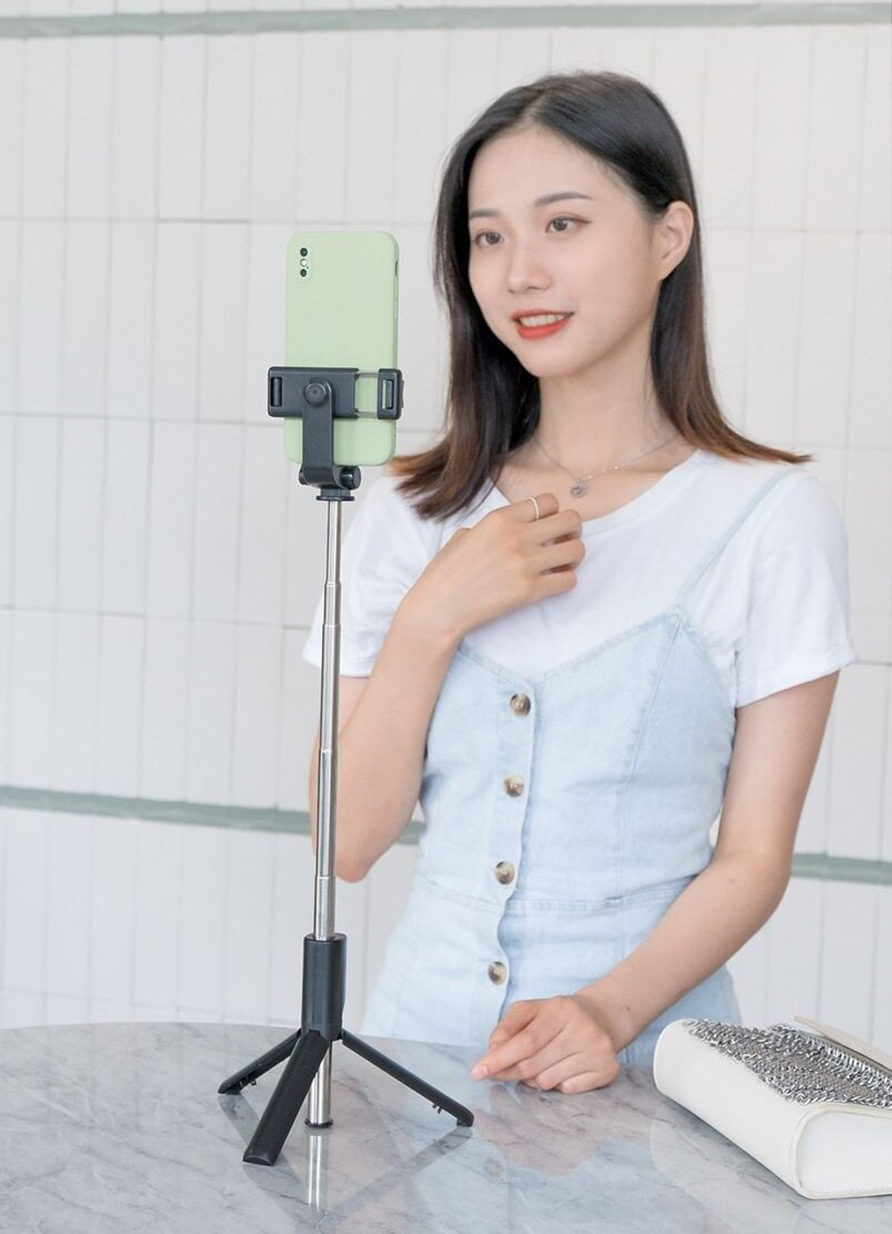 Селфи палка штатив монопод для телефона черный