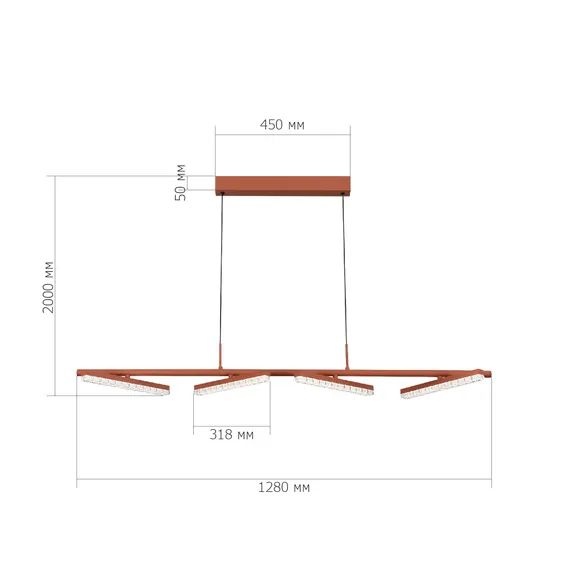 SL1018.603.04 Светильник подвесной ST-Luce терракотовый/прозрачный LED 1*32W 4000K EUCLIDICS