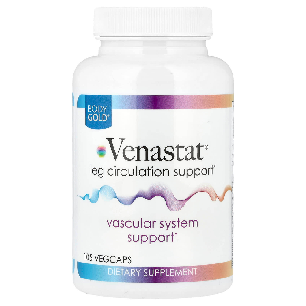 BodyGold, Venastat®, поддержка кровообращения в ногах, 105 растительных капсул