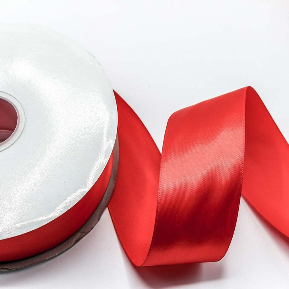 Лента Атласная 5см х 110м Полиэстер класс А (Красный)