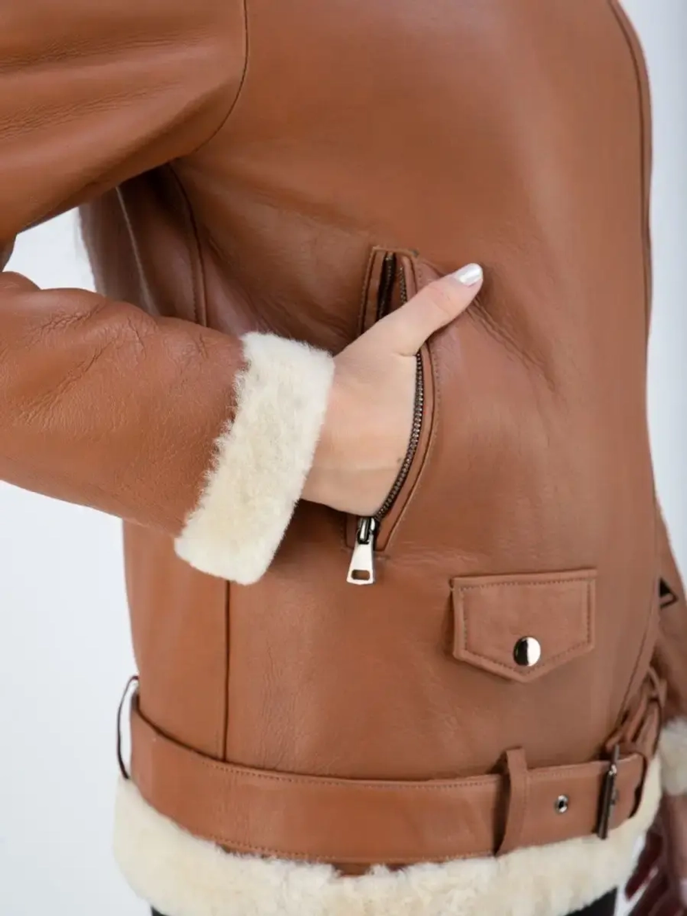 Дубленка авиатор женская натуральная удлиненная Турция