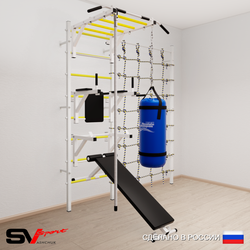 Шведская стенка Sv Sport 56010 (Турник рукоход/Брусья/Стойка/Скамья/Канат/Цепь/Мешок 15кг/Канатный лаз)