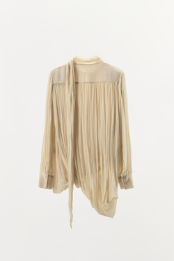 ZARA БЛУЗА СО СБОРКАМИ И ПОДПЛЕЧНИКАМИ — ZW COLLECTION LIMITED EDITION, ЦВЕТ СЛОНОВОЙ КОСТИ