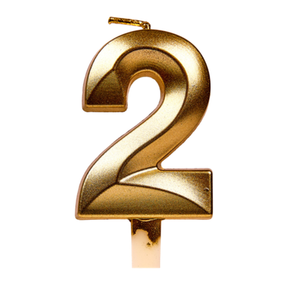 Свечи для торта, цифра 2 (золото, 5 см)