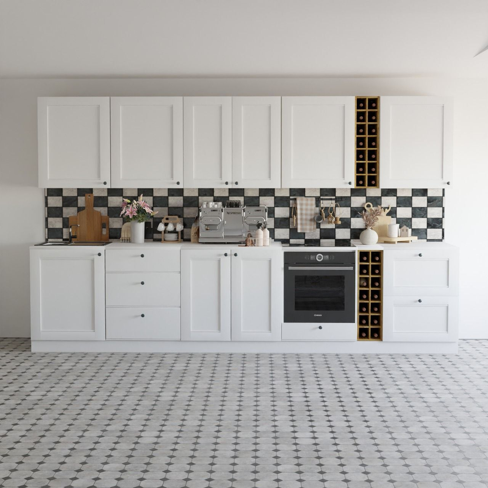 Кухонный модуль под духовой шкаф 60 см Авери, из МДФ и ЛДСП, с ящиком, белый