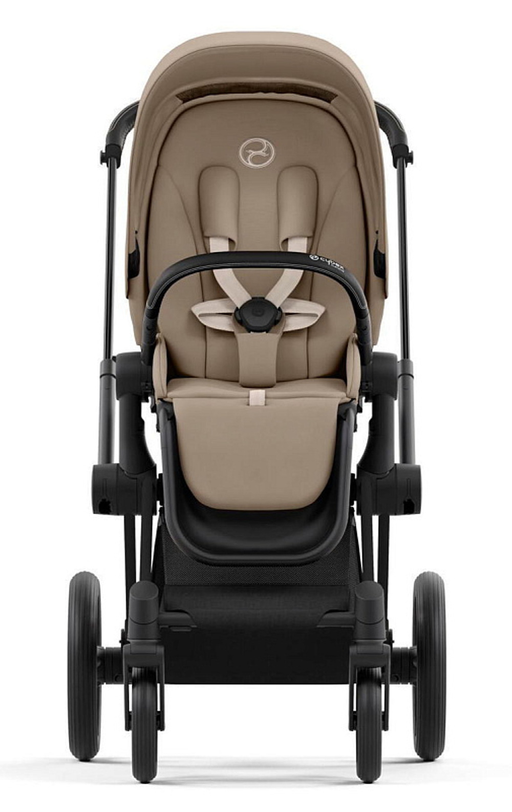 Коляска 3 в 1 Cybex Priam IV Matt Black complete и автокресло Cloud T i-Size Peach Pink Plus Cozy Beige