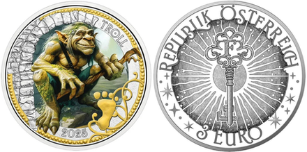 Австрия 3 евро, 2025 Фантастические Мифические существа - Тролль