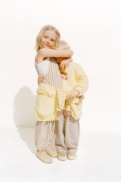 ZARA TIMELESS - БРЮКИ BAGGY В КЛЕТКУ ИЗ ТВИЛА, ЭКРЮ/СИНИЙ