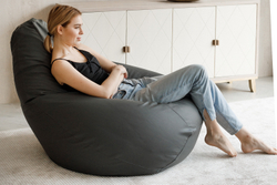 Кресло Мешок Груша Серая Экокожа (4XL, Классический)