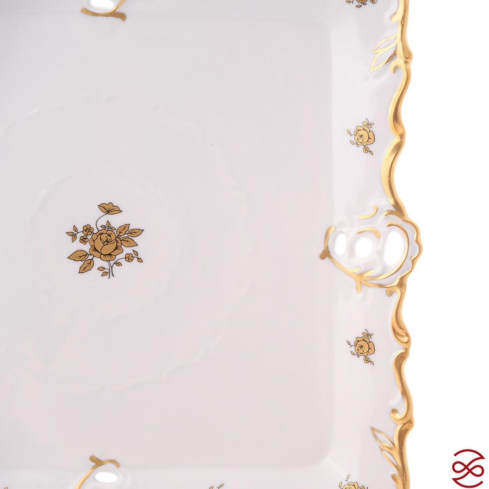 Блюдо квадратное Queen's Crown Золотая роза 32x32 см