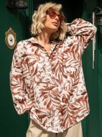 Рубашка льняная Тропик (бежево-коричневая) Б15877-1М LT Collection