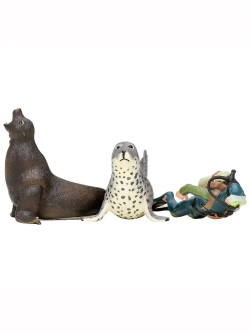 Игрушки фигурки в наборе морские животные (акула, морской леопард, рыба-лиса, рыба-молот и др)