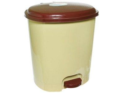 Ведро 12л с педалью бежевый/темно-коричневый