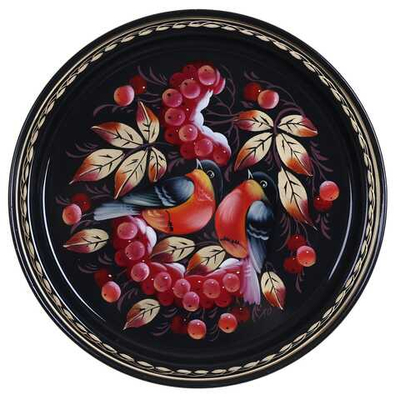 Жостовский поднос декоративный, размер 22 см (A5), металлический