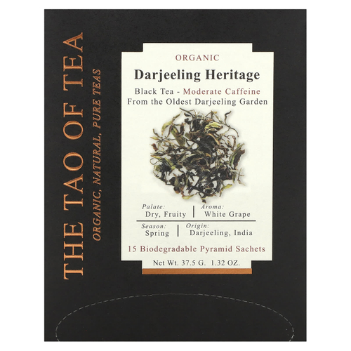 The Tao of Tea, органический черный чай, Darjiling Heritage, 15 пакетиков-пирамид, 37,5 г (1,32 унции)