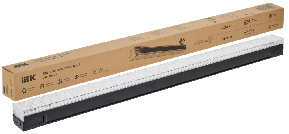 Светильник светодиодный линейный 1022 36Вт 4000К 900мм призма черный LIGHTING PRO IEK