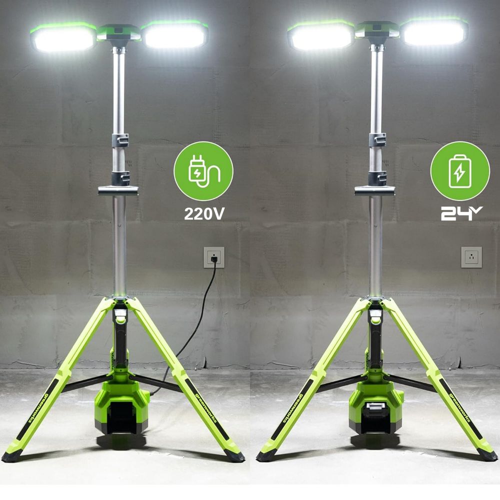 Мачта осветительная аккумуляторная Greenworks GPT-STL Арт.3503207, 24V /110-240V, 3000 лм, без АКБ и ЗУ