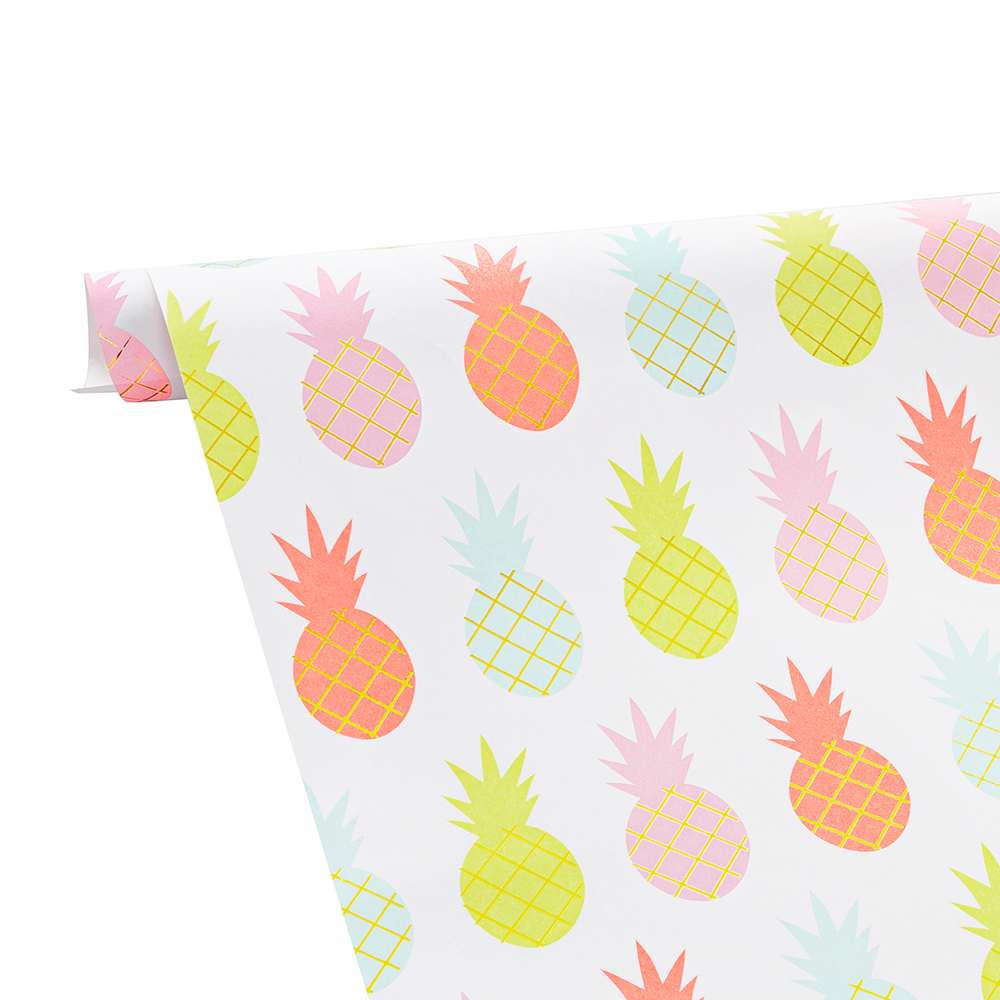 Упаковочная бумага «Разноцветные ананасы» металлик, 0,5×0,7 м