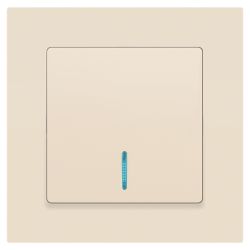 Выключатель Intro Accent 6-102-02 с подсветкой, 10А-250В, IP20, СУ, AL/CU, слоновая кость