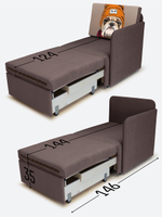 Кресло-кровать "Миник" с левым подлокотником, под правую руку, велюр Dream Chocolate, Бульдог