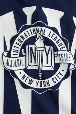 H&M Футболка оверсайз с принтом, темно-синий