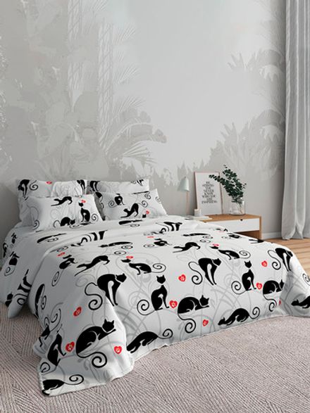 Пододеяльник Сказка "Кошки на белом" 2-сп 175х215 см