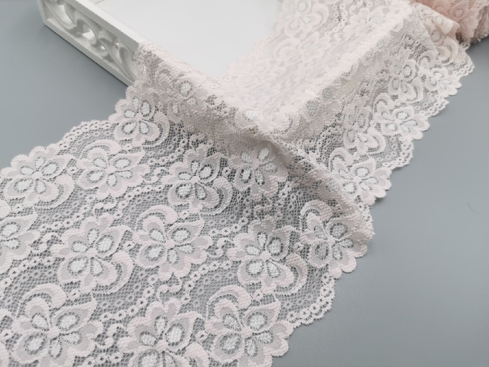 Эластичное кружево, 19,5см, светло-розовое, (Артикул: EK-1019P), м