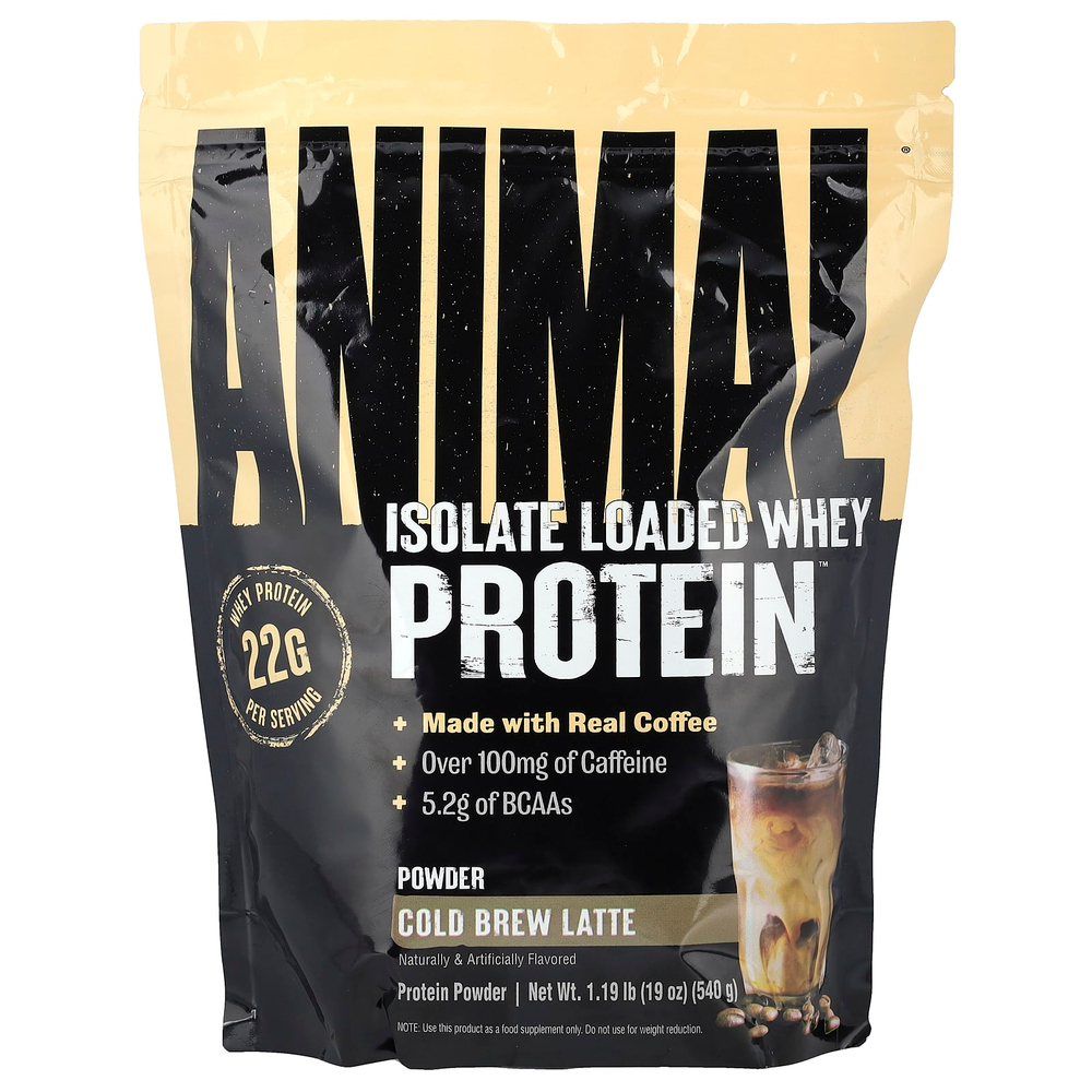 Animal, Изолят, порошок Whey Protein ™, латте для холодного заваривания, 540 г (1,19 фунта)