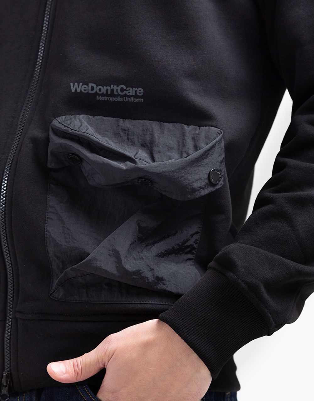 Худи We Don’t Care Rolled Up Zip Hoodie Black