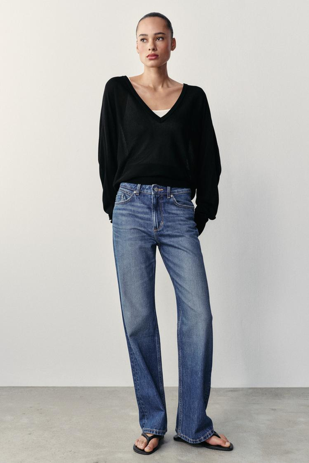 ZARA ДЖИНСЫ Z1975 REGULAR FIT LONG LENGTH С ВЫСОКОЙ ПОСАДКОЙ, СИНИЙ