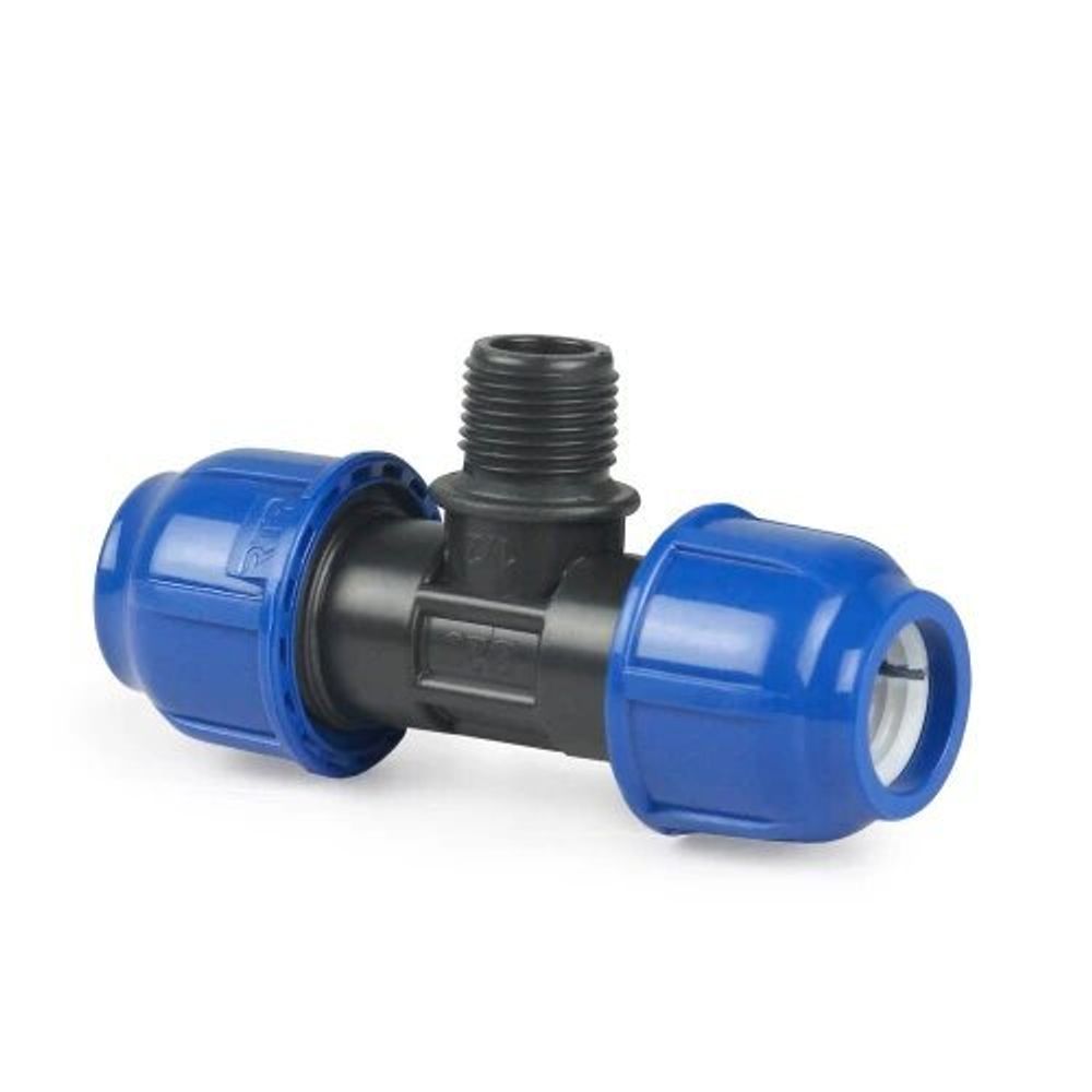 Тройник компрессионный наружн.резьба PN16 d 32x3/4" для ПЭ труб, РТП (11624)