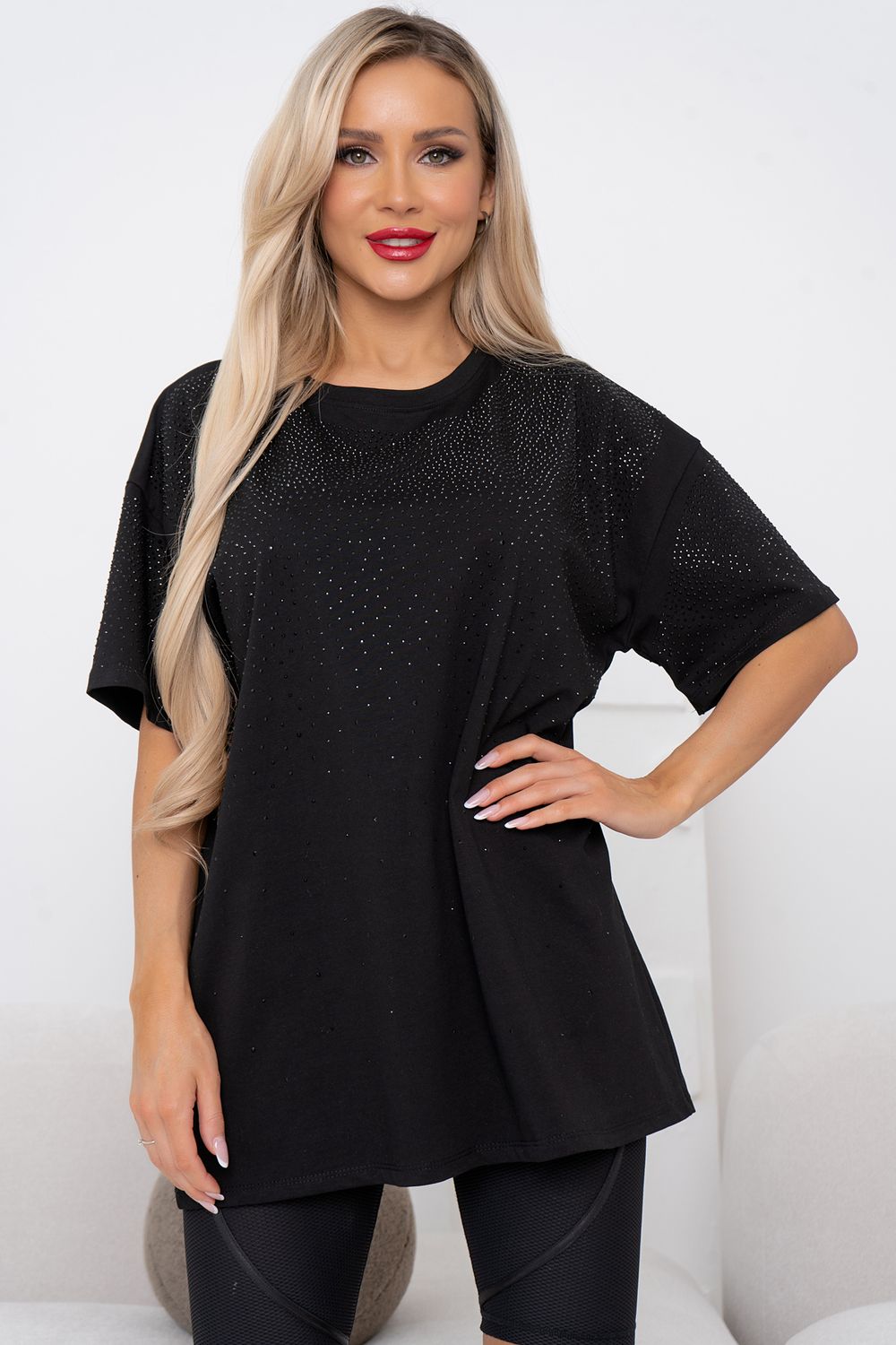 Футболка (черный/стразы) Фб11-125/4 Nikol