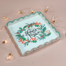 Коробка для десертов с PVC крышкой «С Новым годом», 21 × 21 × 3 см