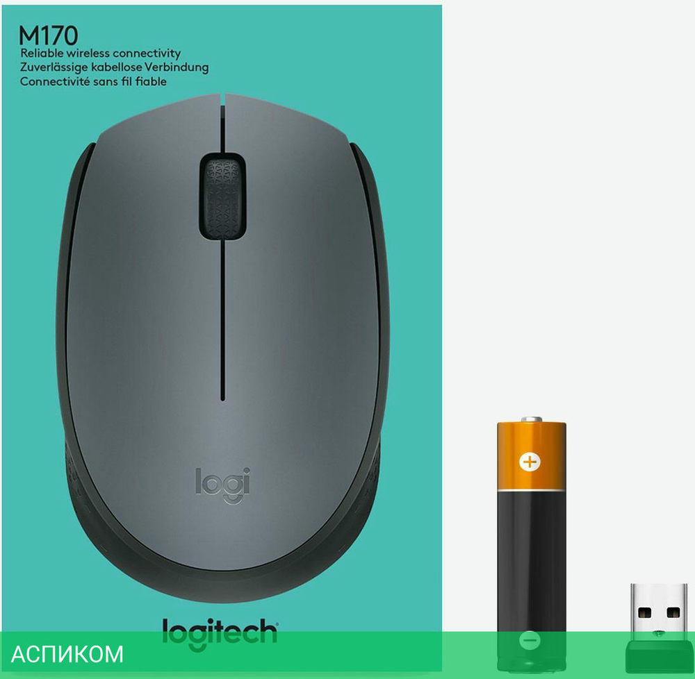 Мышь Logitech M170 серый/черный оптическая (910-004642)