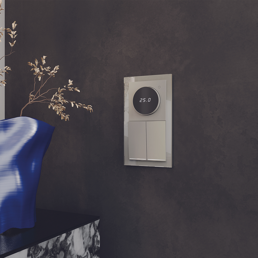 Терморегулятор электронный VOLTUM S70 с индикацией и датчиком, для теплого пола, (шелк)