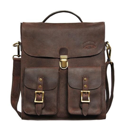 Сумка KLONDIKE «Brady», натуральная кожа в темно-коричневом цвете, 30 х 35 х 7 см