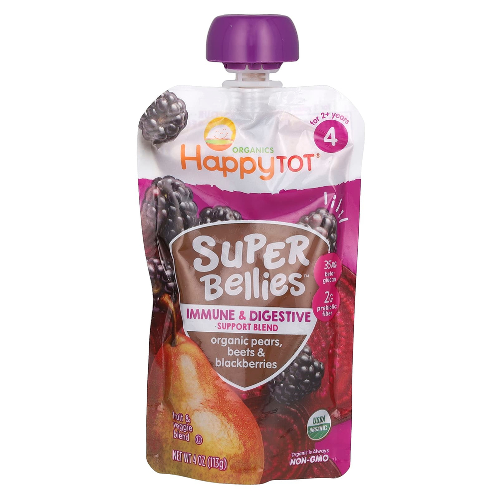 Happy Family Organics, Happy Tot, Super Bellies, для детей от 2 лет, органические груши, свекла и ежевика, 113 г (4 унции)