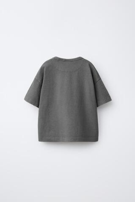 ZARA ОДНОТОННАЯ ФУТБОЛКА GARMENT DYE, ЧЕРНЫЙ