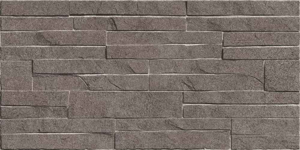 Настенная плитка Alma Ceramica TWU2550DCV24 Discover 24.9x50 коричневая глянцевая / рельефная под камень / под кирпич