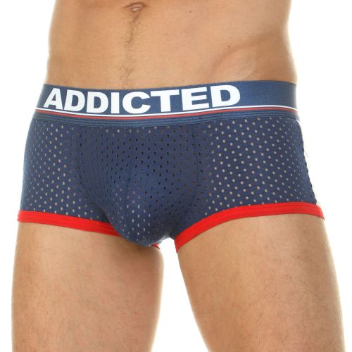 Трусы мужские хипсы сетчатые темно-синие с вырезом сзади ADDICTED