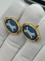 Запонки синие с собаками Wedgwood