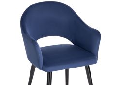 Стул на металлокаркасе Апри микровелюр темно-синий / черный глянец