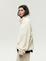Drawstring Half-Zipped Sweatshirt Cream