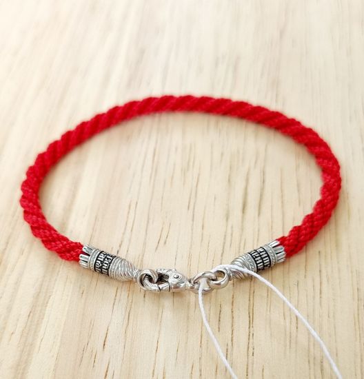 Текстильный, красный браслет 3 мм_2