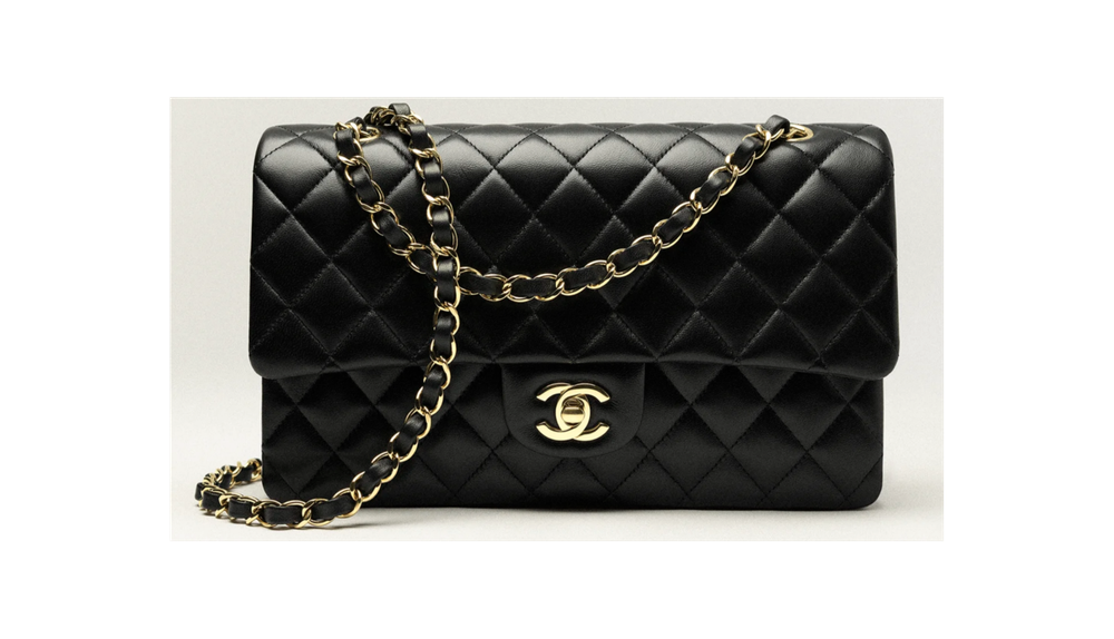 Сумка CHANEL Classic 11.12 из кожи ягнёнка с золотистой фурнитурой,черная
